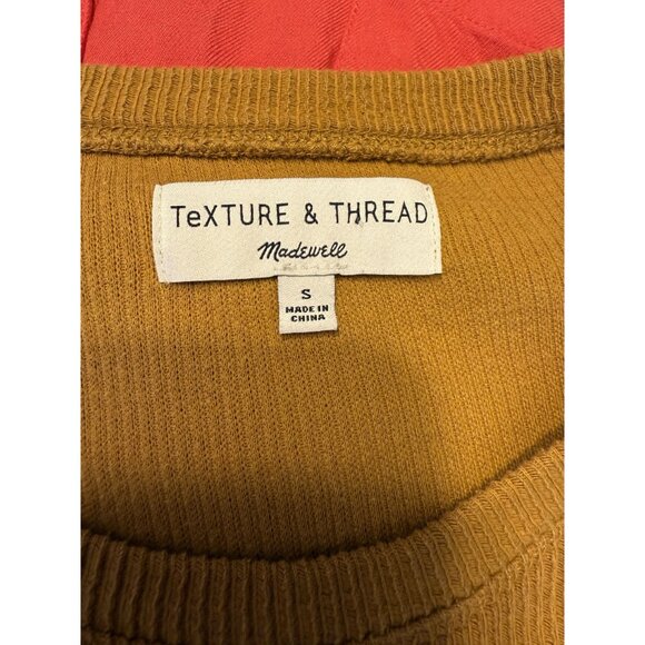 Madewell Texture & Thread Knot Front Mustard Top S - Picture 3 of 4